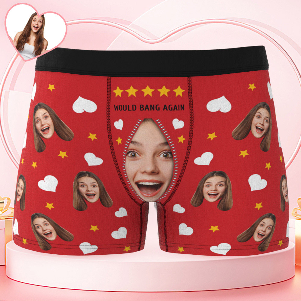 Sous-vêtements Photo Personnalisés, Caleçons Boxeurs Pour Hommes Avec Visage Personnalisé Amusant, Cadeau Pour Noël/saint-valentin - MaPhotocaleconFr