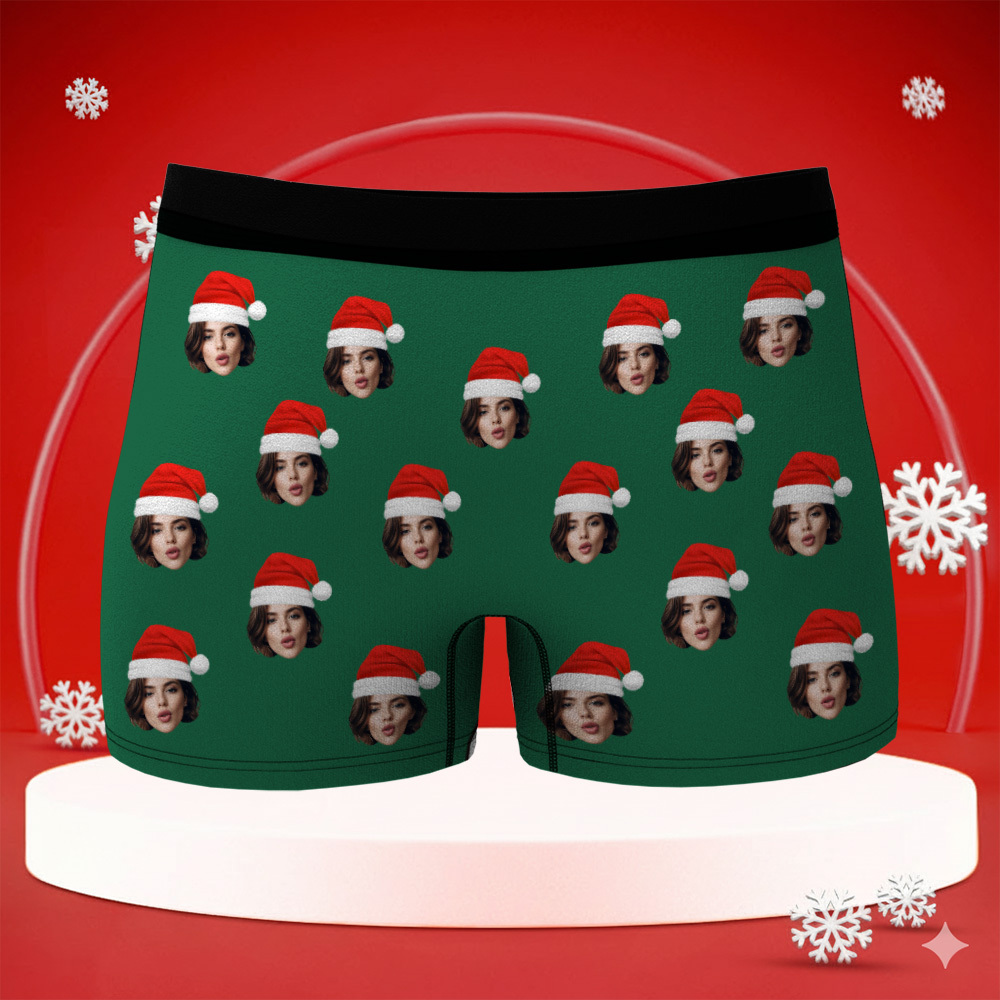 Boxers De Noël Personnalisés Pour Hommes, Très Grands, Avec Visage, Sous-vêtements Personnalisés Et Amusants À Offrir À Son Petit Ami, Son Mari Ou Aux Couples. - MaPhotocaleconFr