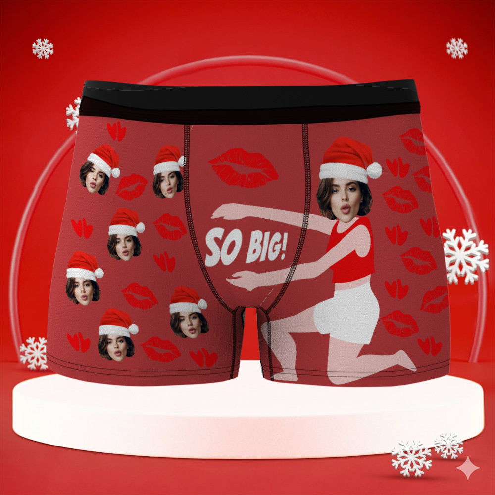 Boxers De Noël Personnalisés Pour Hommes, Très Grands, Avec Visage, Sous-vêtements Personnalisés Et Amusants À Offrir À Son Petit Ami, Son Mari Ou Aux Couples. - MaPhotocaleconFr