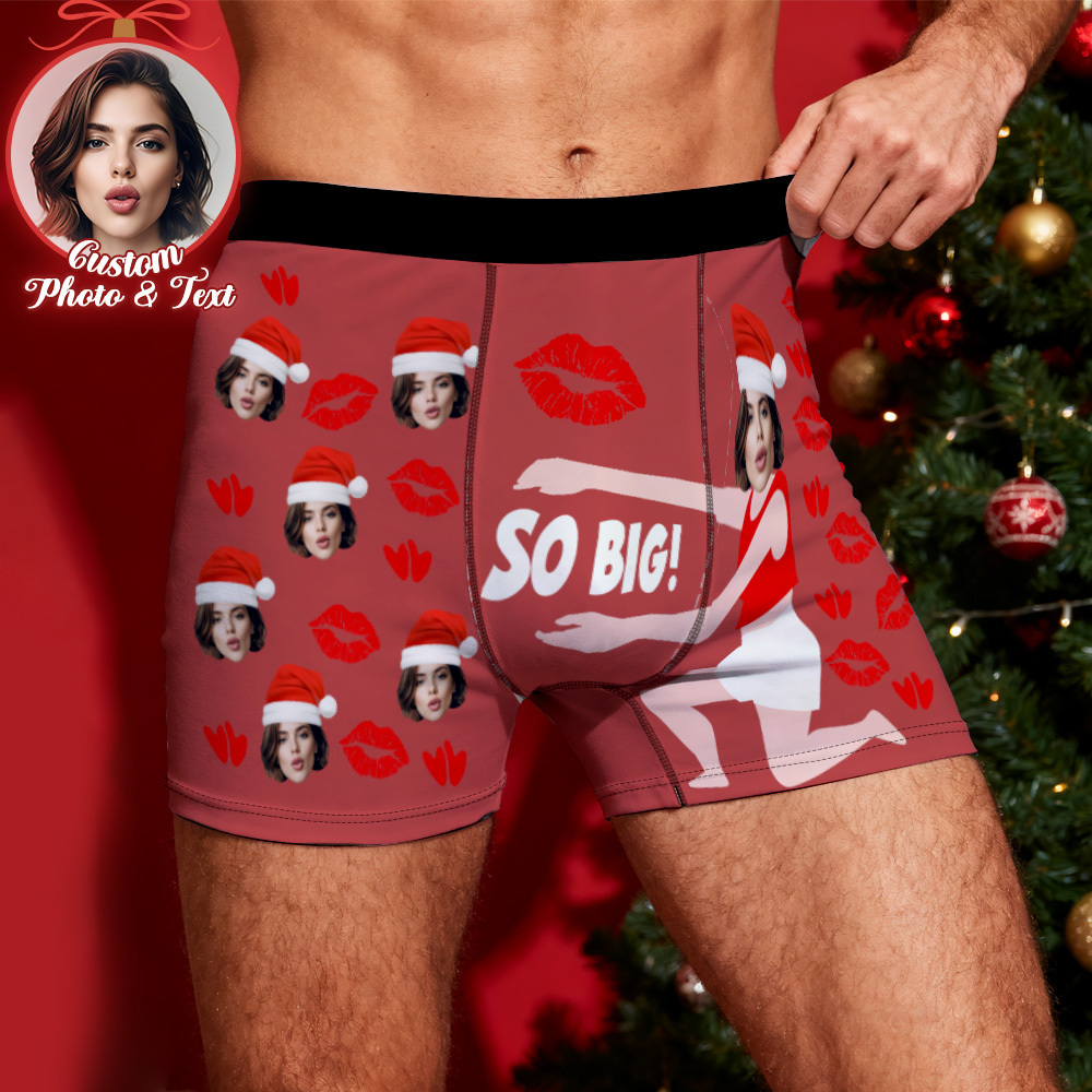 Boxers De Noël Personnalisés Pour Hommes, Très Grands, Avec Visage, Sous-vêtements Personnalisés Et Amusants À Offrir À Son Petit Ami, Son Mari Ou Aux Couples. - MaPhotocaleconFr