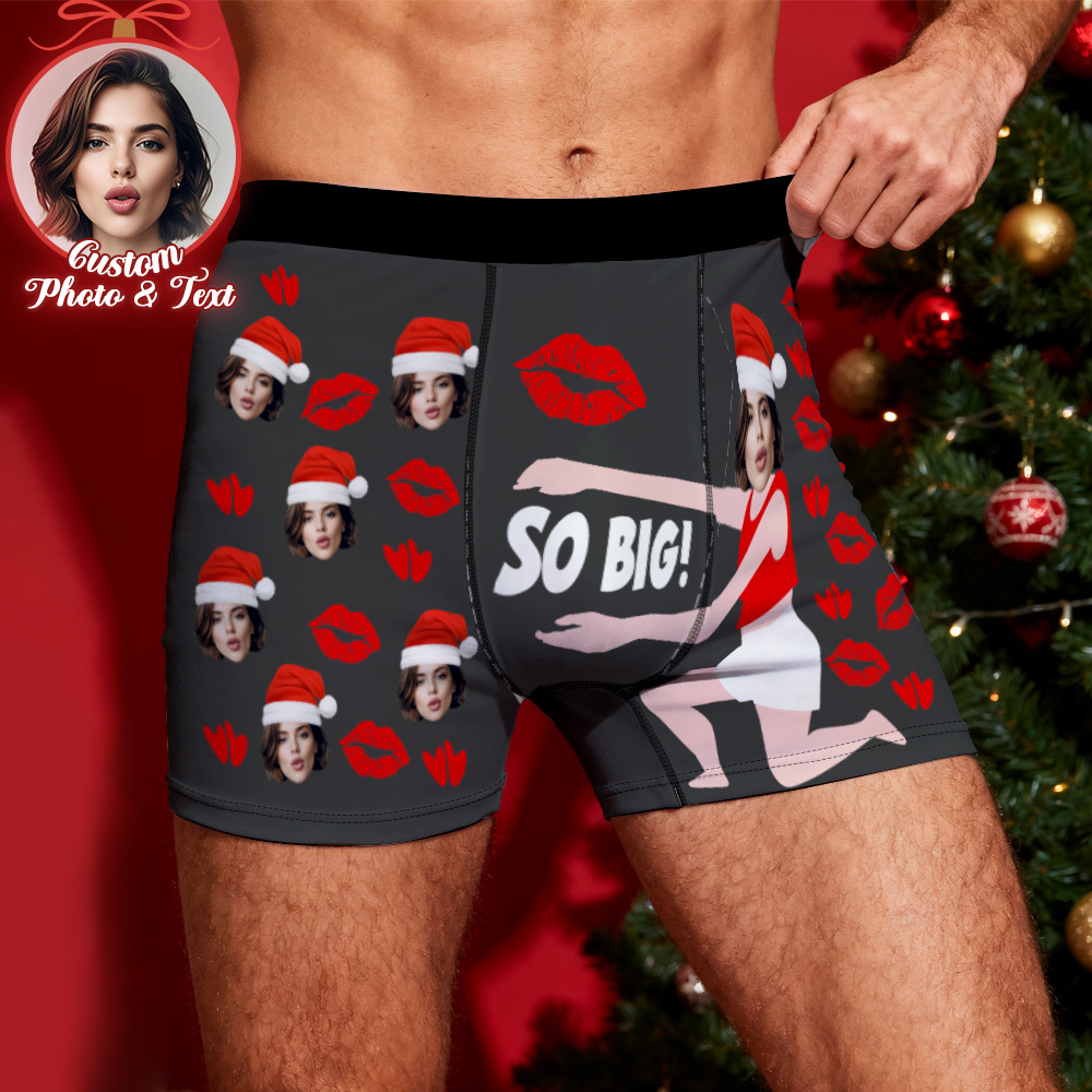 Boxers De Noël Personnalisés Pour Hommes, Très Grands, Avec Visage, Sous-vêtements Personnalisés Et Amusants À Offrir À Son Petit Ami, Son Mari Ou Aux Couples. - MaPhotocaleconFr