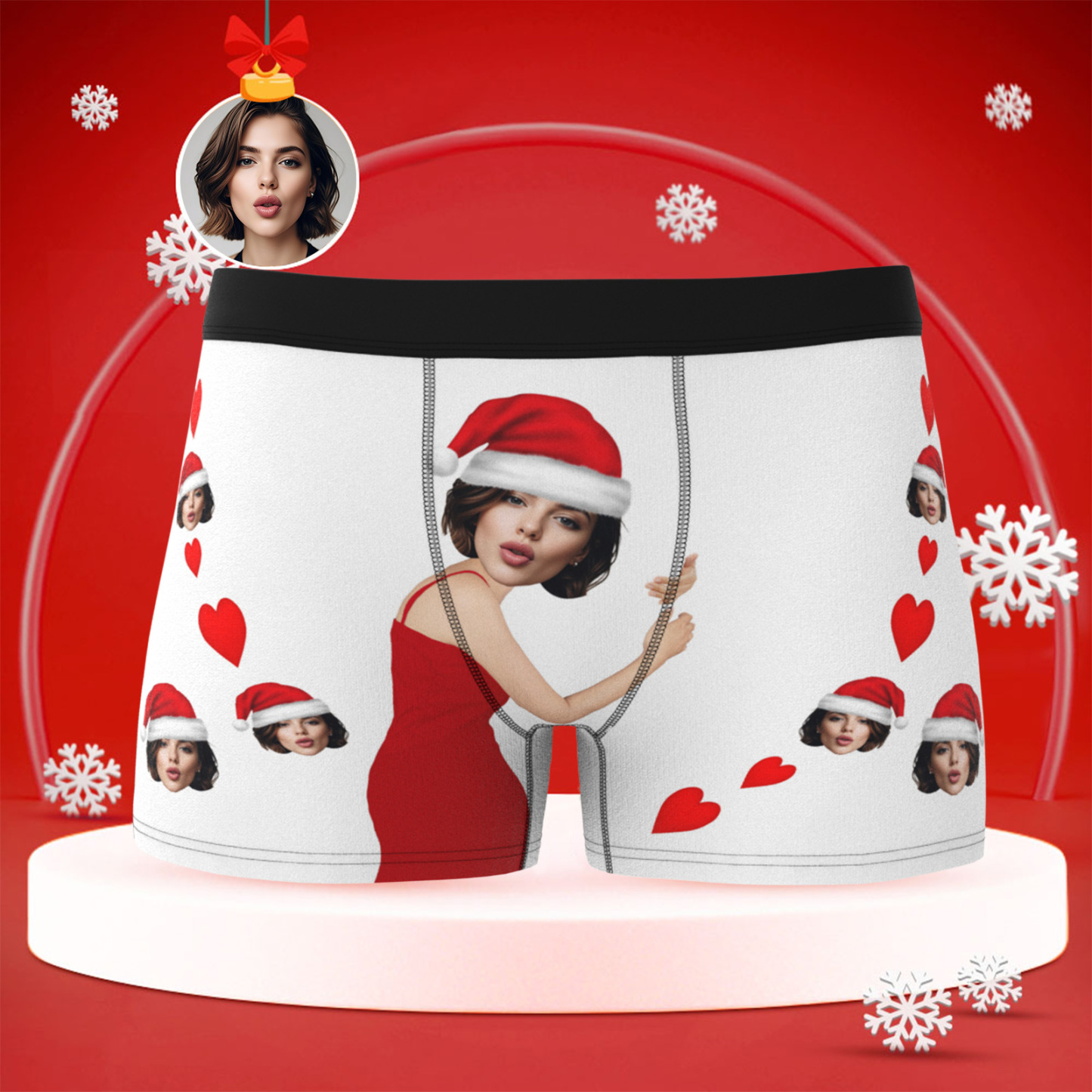 Boxers De Noël Personnalisés Pour Hommes Avec Visage, Cadeau De Sous-vêtements Personnalisé Amusant Pour Petit Ami, Mari Ou Couples - MaPhotocaleconFr