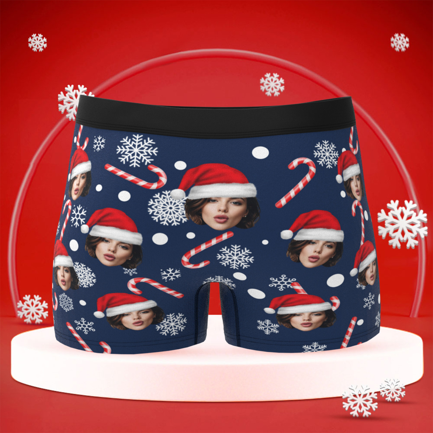 Boxers De Noël Personnalisés Pour Hommes Avec Visage, Cadeau De Sous-vêtements Personnalisé Amusant Pour Petit Ami, Mari Ou Couples - MaPhotocaleconFr