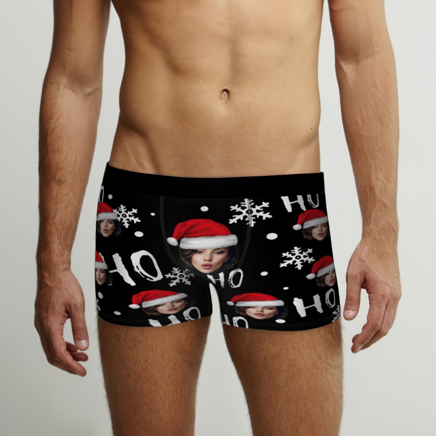 Boxers De Noël Personnalisés Pour Hommes Avec Visage - Le Cadeau Idéal Pour Votre Petit Ami, Mari Ou Couple - MaPhotocaleconFr