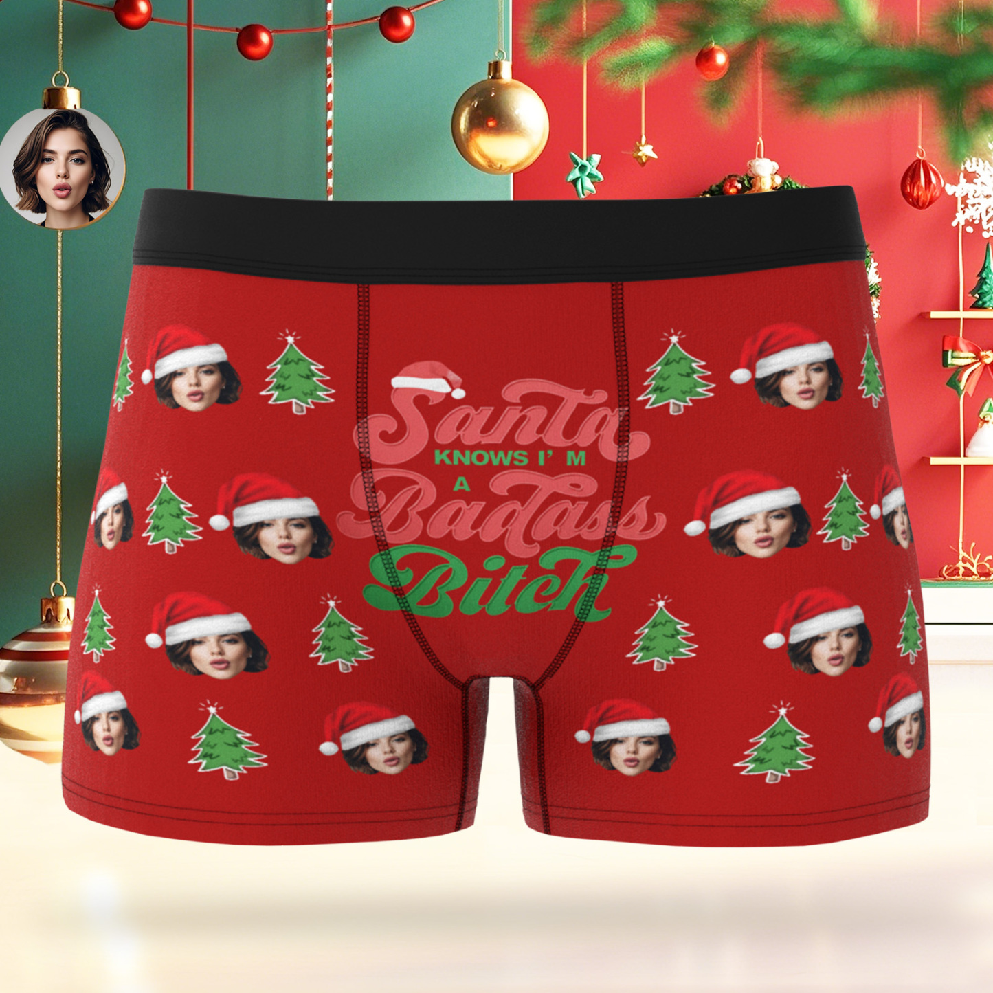 Boxers De Noël Personnalisés Pour Homme Avec Visage, Sous-vêtements Humoristiques À Offrir À Son Copain Ou Son Mari - MaPhotocaleconFr