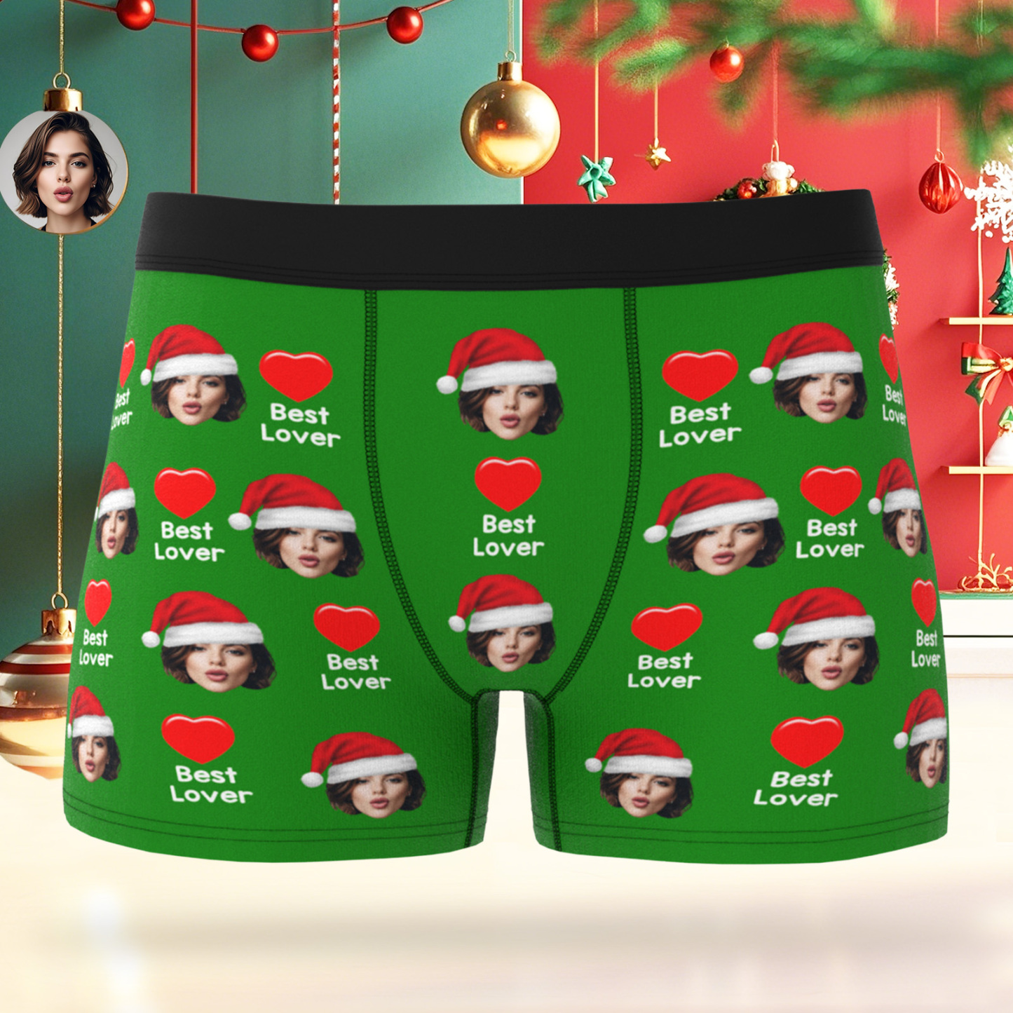 Boxer Personnalisé Avec Photo Et Cœur Pour Homme - Cadeau De Noël Idéal Pour Lui - MaPhotocaleconFr