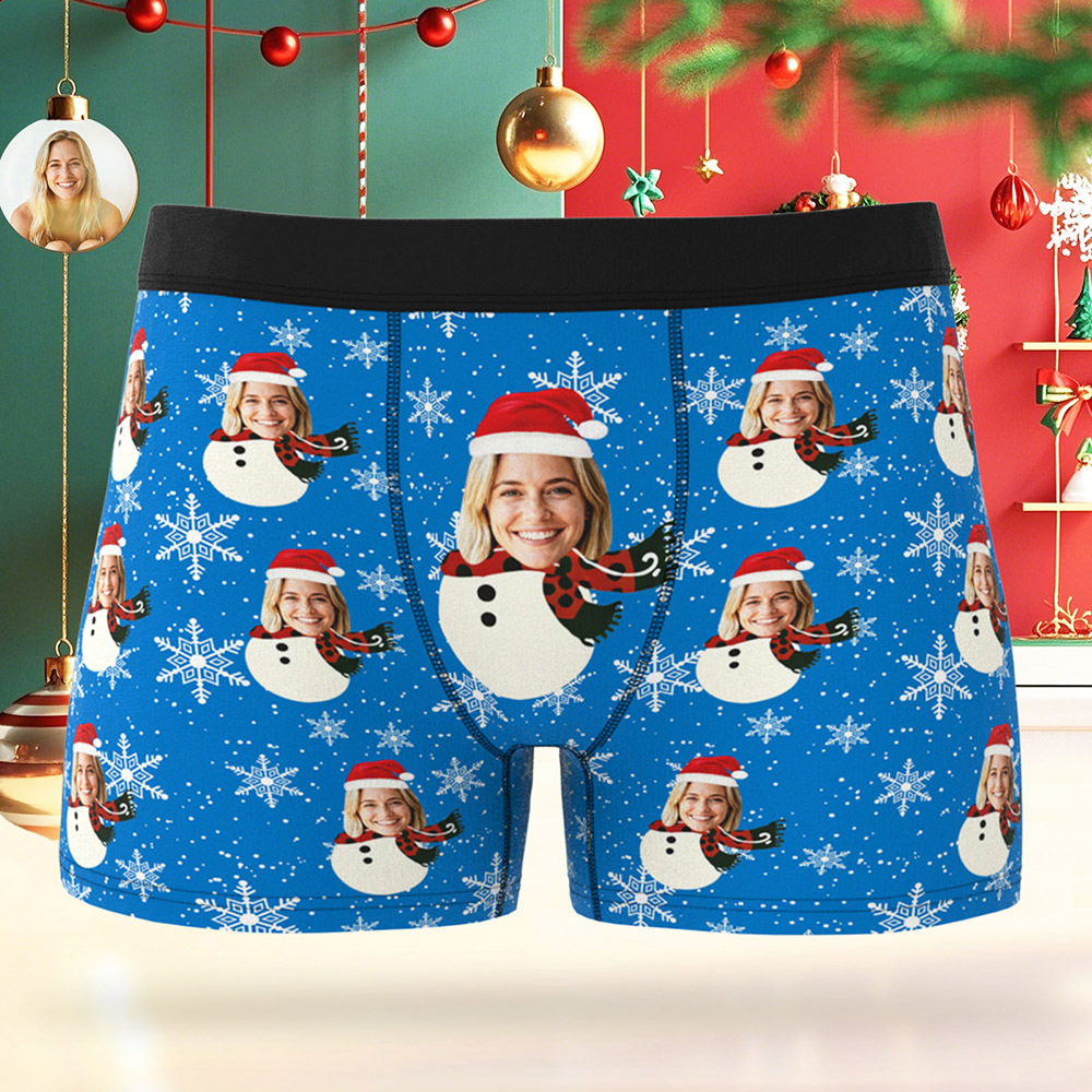 Boxers De Noël Personnalisés Pour Hommes, Avec Motifs Variés Et Visage, Cadeau De Sous-vêtements Humoristiques Et Personnalisés Pour Petit Ami, Mari Ou Couples - MaPhotocaleconFr