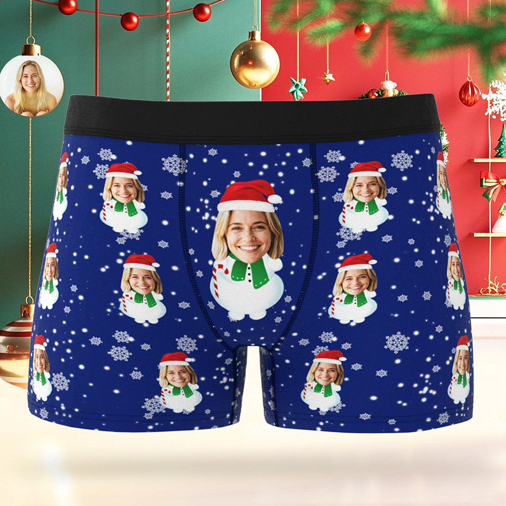 Boxers De Noël Personnalisés Pour Hommes, Avec Motifs Variés Et Visage, Cadeau De Sous-vêtements Humoristiques Et Personnalisés Pour Petit Ami, Mari Ou Couples - MaPhotocaleconFr