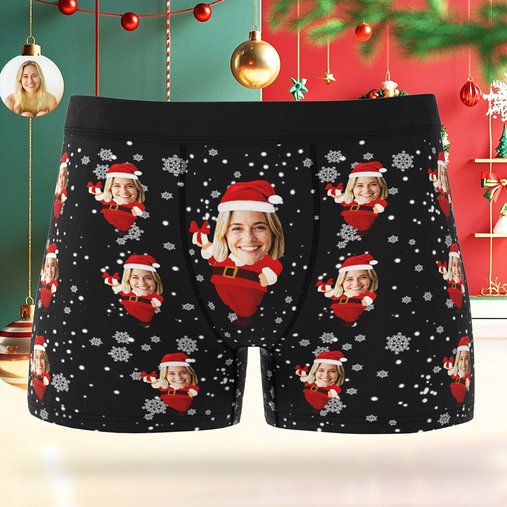 Boxers De Noël Personnalisés Pour Hommes, Avec Motifs Variés Et Visage, Cadeau De Sous-vêtements Humoristiques Et Personnalisés Pour Petit Ami, Mari Ou Couples - MaPhotocaleconFr