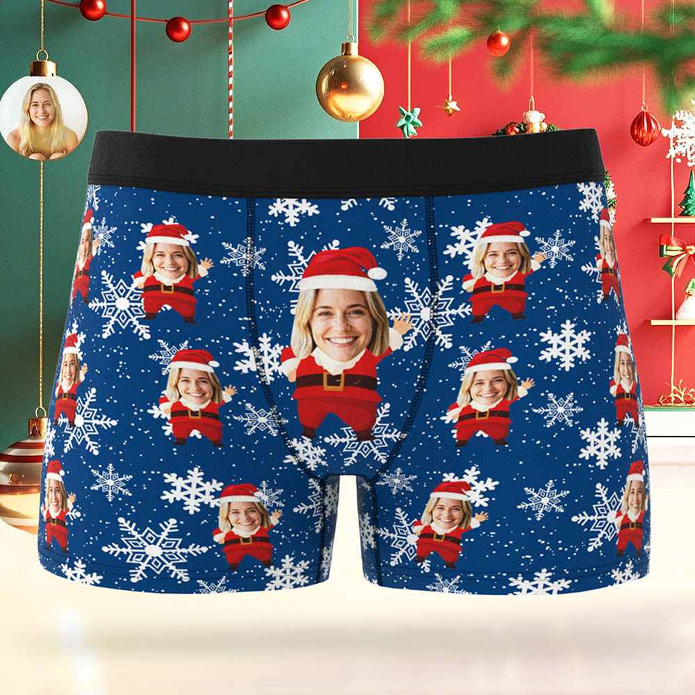 Boxers De Noël Personnalisés Pour Hommes, Avec Motifs Variés Et Visage, Cadeau De Sous-vêtements Humoristiques Et Personnalisés Pour Petit Ami, Mari Ou Couples - MaPhotocaleconFr