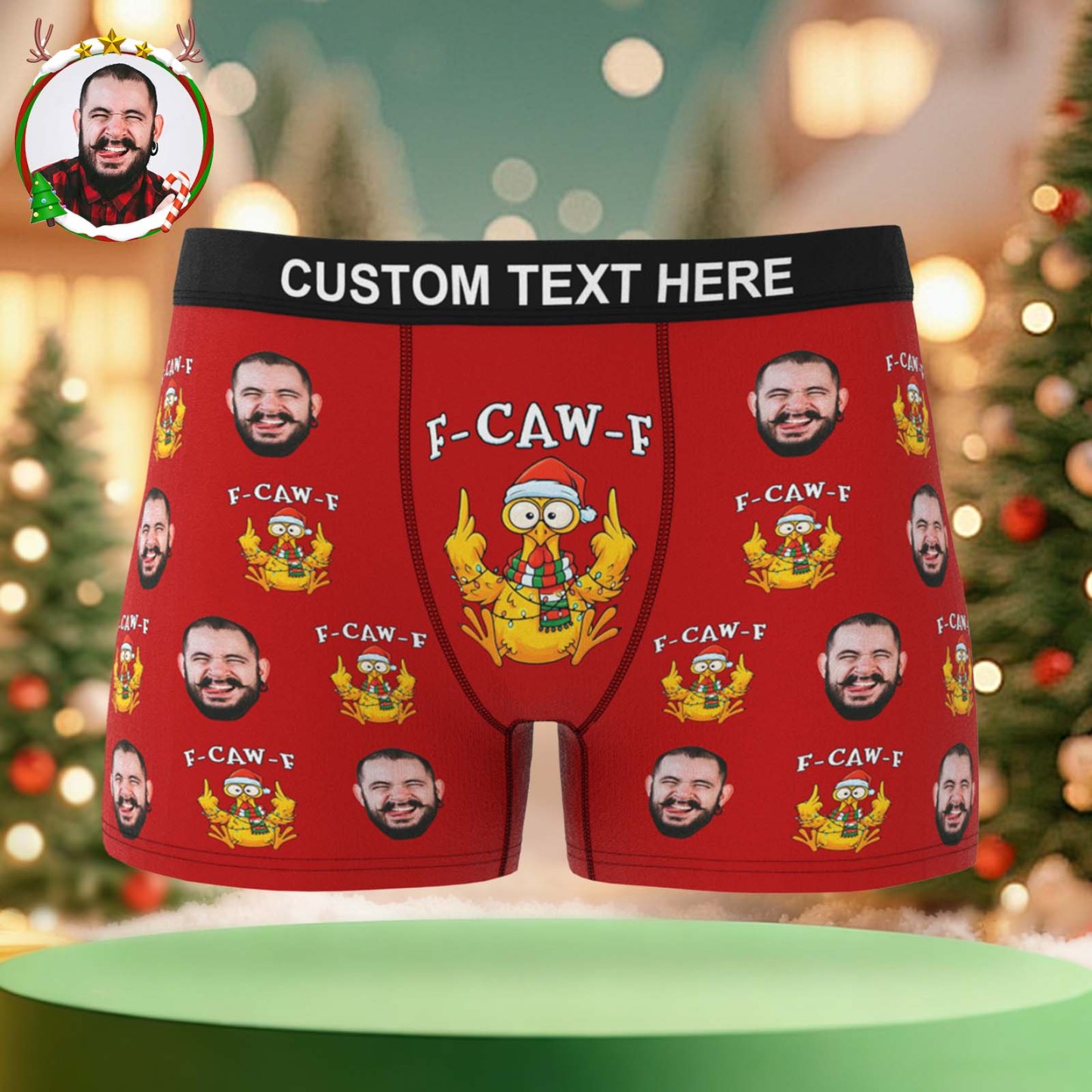 Boxers Personnalisés De Noël F-caw-f, Boxers Coquins Personnalisés Pour Noël, Le Cadeau Idéal Pour Lui - MaPhotocaleconFr