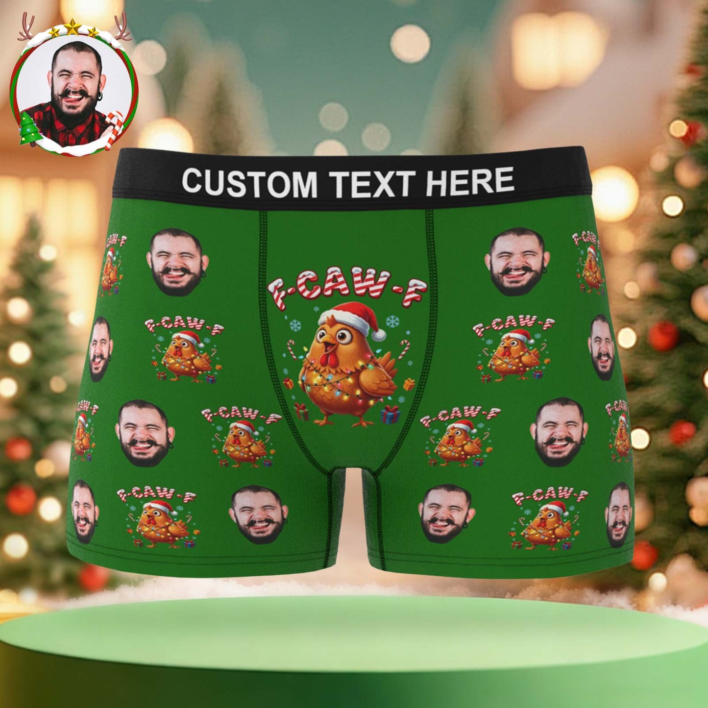 Boxers Personnalisés De Noël F-caw-f, Boxers Coquins Personnalisés Pour Noël, Le Cadeau Idéal Pour Lui - MaPhotocaleconFr