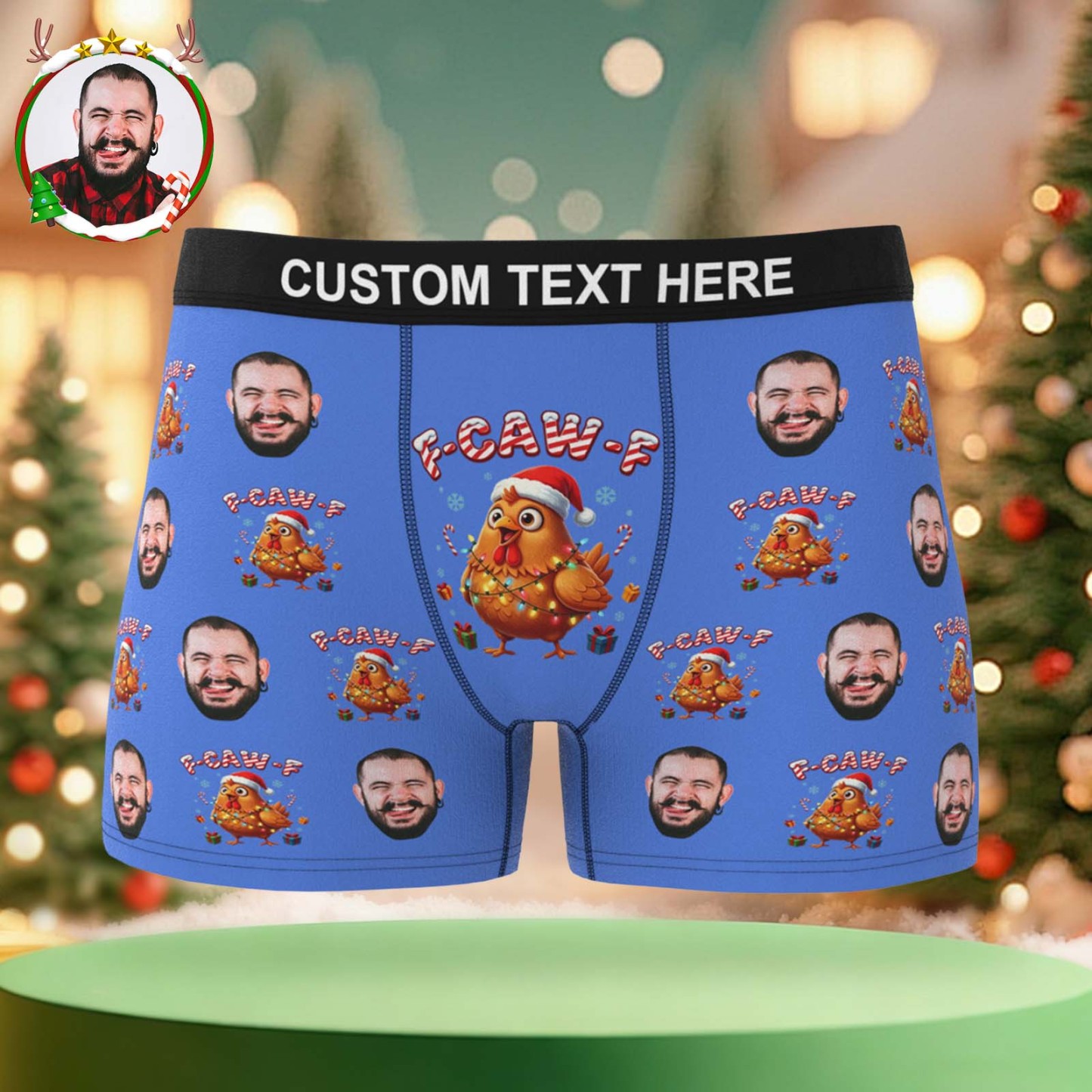 Boxers Personnalisés De Noël F-caw-f, Boxers Coquins Personnalisés Pour Noël, Le Cadeau Idéal Pour Lui - MaPhotocaleconFr