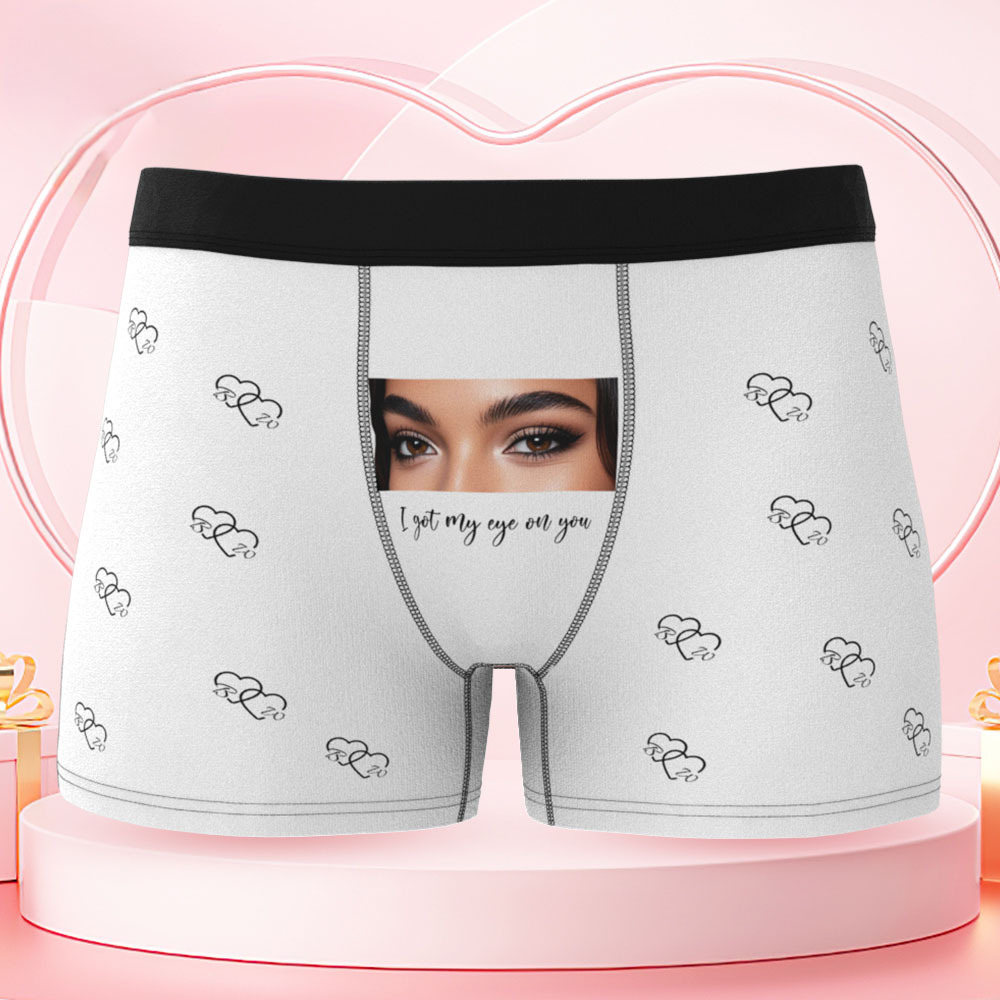 Vos Yeux Sur Son Sous-vêtement, Boxers Personnalisés Pour Hommes, Boxers Personnalisés Avec Imprimé Yeux, Cadeau Romantique Et Amusant Pour Votre Petit Ami - MaPhotocaleconFr