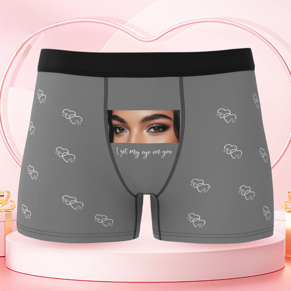 Vos Yeux Sur Son Sous-vêtement, Boxers Personnalisés Pour Hommes, Boxers Personnalisés Avec Imprimé Yeux, Cadeau Romantique Et Amusant Pour Votre Petit Ami - MaPhotocaleconFr