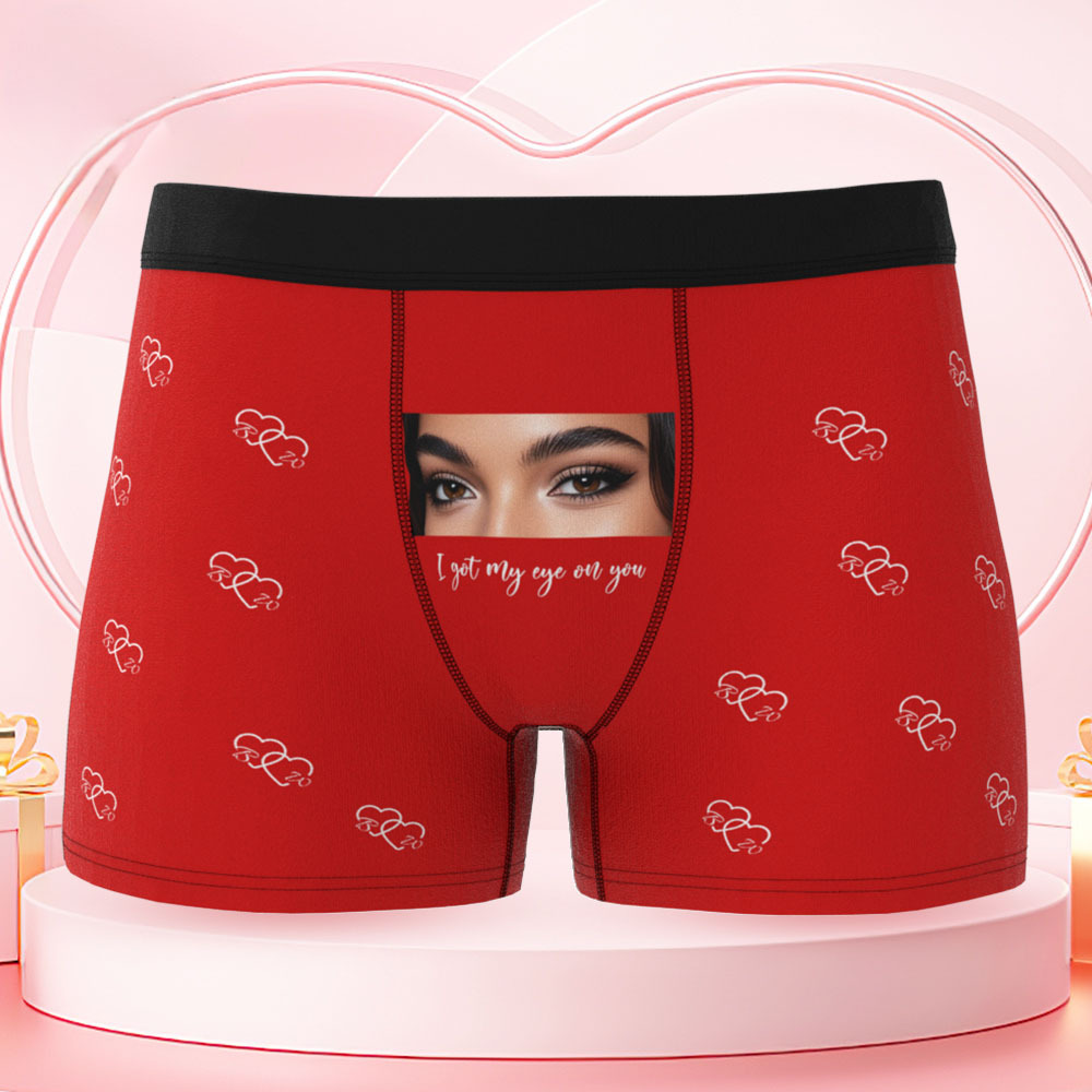 Vos Yeux Sur Son Sous-vêtement, Boxers Personnalisés Pour Hommes, Boxers Personnalisés Avec Imprimé Yeux, Cadeau Romantique Et Amusant Pour Votre Petit Ami - MaPhotocaleconFr