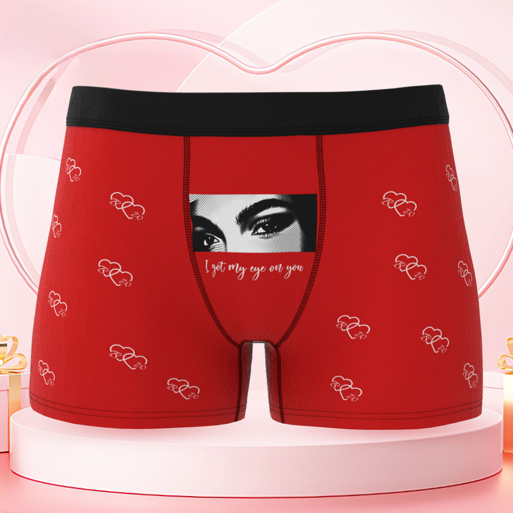 Vos Yeux Sur Son Sous-vêtement, Boxers Personnalisés Pour Hommes, Boxers Personnalisés Avec Imprimé Yeux, Cadeau Romantique Et Amusant Pour Votre Petit Ami - MaPhotocaleconFr