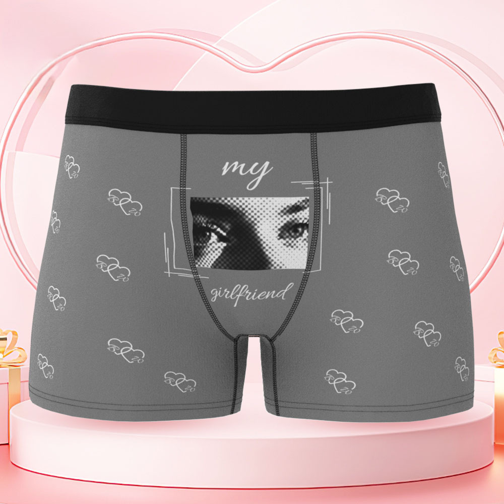 Vos Yeux Sur Son Sous-vêtement, Boxers Personnalisés Pour Hommes, Boxers Personnalisés Avec Imprimé Yeux, Cadeau Romantique Et Amusant Pour Votre Petit Ami - MaPhotocaleconFr