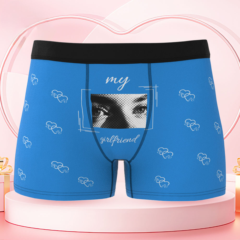 Vos Yeux Sur Son Sous-vêtement, Boxers Personnalisés Pour Hommes, Boxers Personnalisés Avec Imprimé Yeux, Cadeau Romantique Et Amusant Pour Votre Petit Ami - MaPhotocaleconFr
