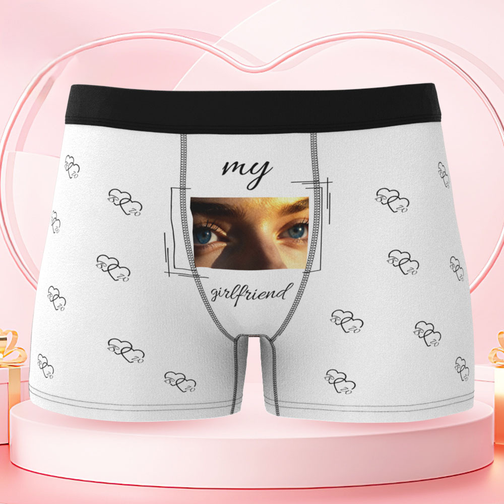 Vos Yeux Sur Son Sous-vêtement, Boxers Personnalisés Pour Hommes, Boxers Personnalisés Avec Imprimé Yeux, Cadeau Romantique Et Amusant Pour Votre Petit Ami - MaPhotocaleconFr
