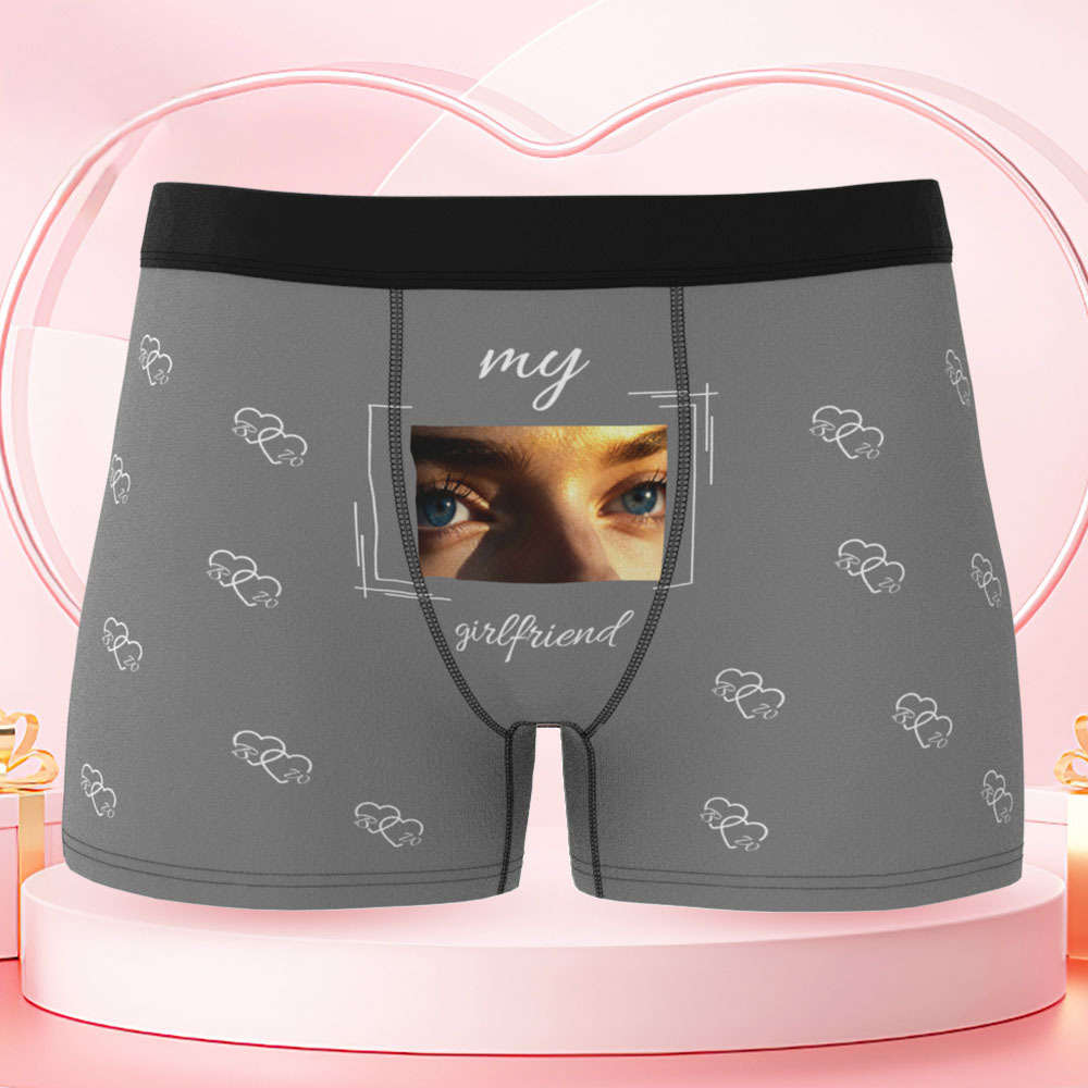 Vos Yeux Sur Son Sous-vêtement, Boxers Personnalisés Pour Hommes, Boxers Personnalisés Avec Imprimé Yeux, Cadeau Romantique Et Amusant Pour Votre Petit Ami - MaPhotocaleconFr
