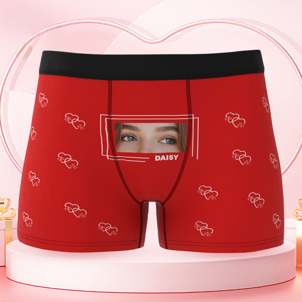 Vos Yeux Sur Son Sous-vêtement, Boxers Personnalisés Pour Hommes, Boxers Personnalisés Avec Imprimé Yeux, Cadeau Romantique Et Amusant Pour Votre Petit Ami - MaPhotocaleconFr