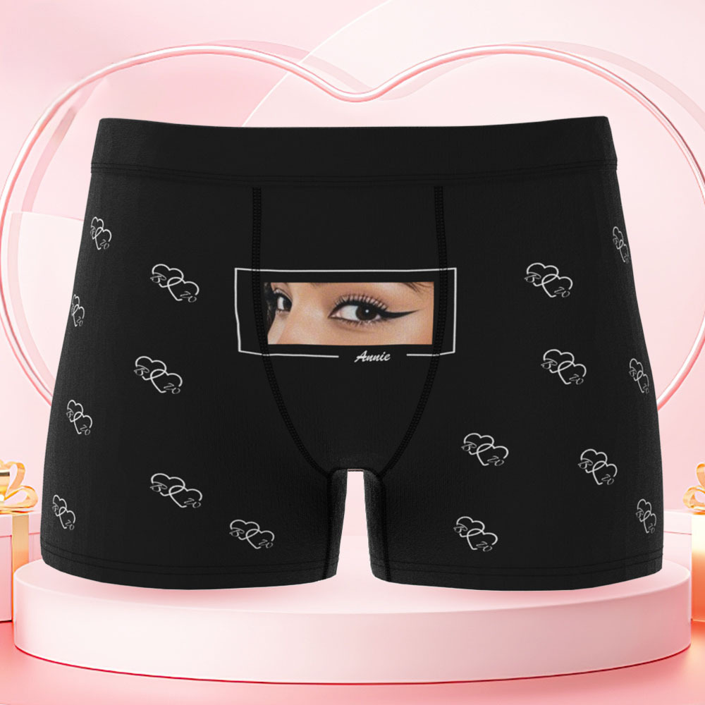 Vos Yeux Sur Son Sous-vêtement, Boxers Personnalisés Pour Hommes, Boxers Personnalisés Avec Imprimé Yeux, Cadeau Romantique Et Amusant Pour Votre Petit Ami - MaPhotocaleconFr