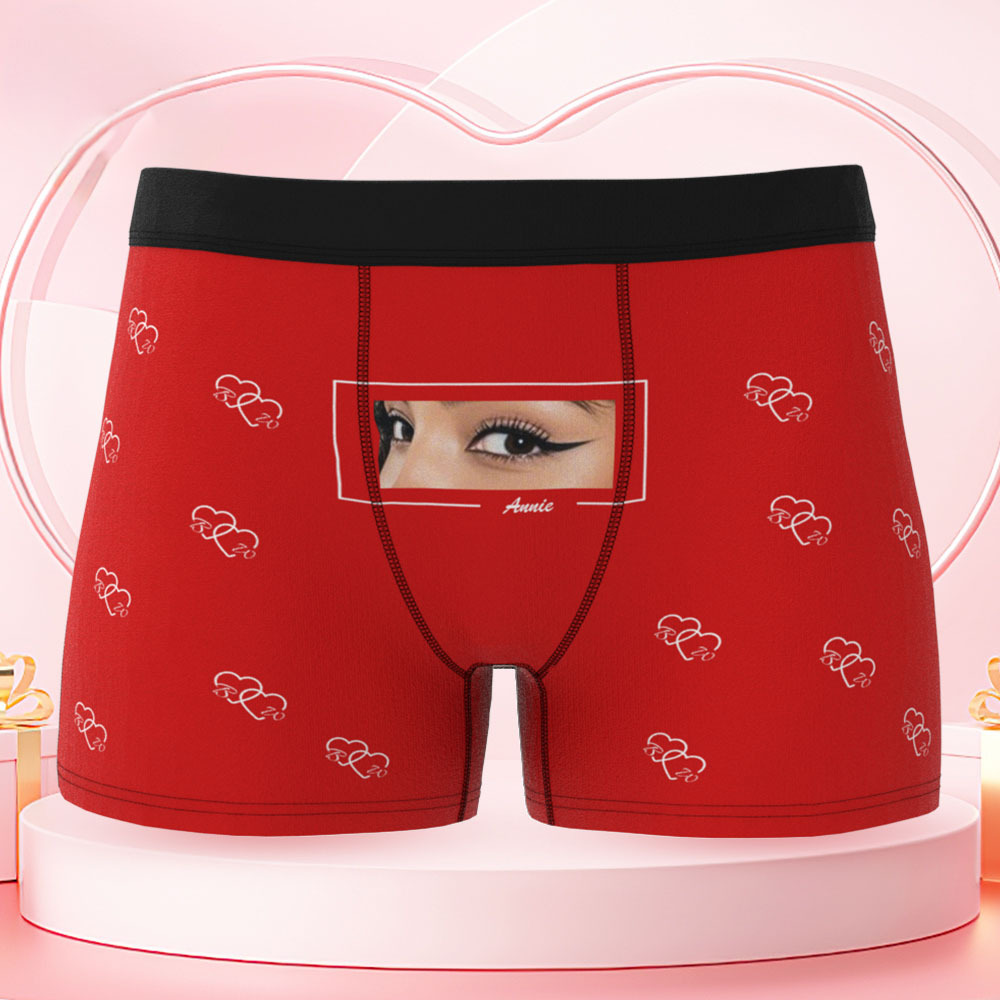 Vos Yeux Sur Son Sous-vêtement, Boxers Personnalisés Pour Hommes, Boxers Personnalisés Avec Imprimé Yeux, Cadeau Romantique Et Amusant Pour Votre Petit Ami - MaPhotocaleconFr