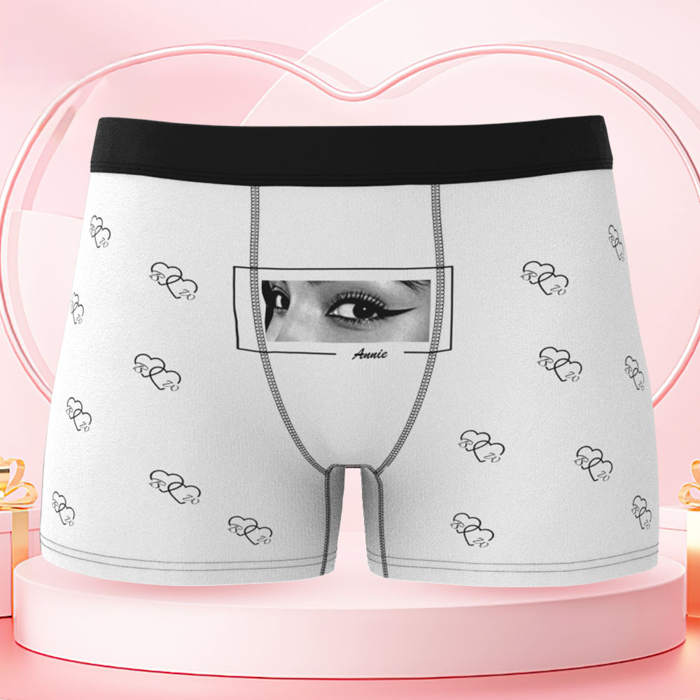 Vos Yeux Sur Son Sous-vêtement, Boxers Personnalisés Pour Hommes, Boxers Personnalisés Avec Imprimé Yeux, Cadeau Romantique Et Amusant Pour Votre Petit Ami - MaPhotocaleconFr