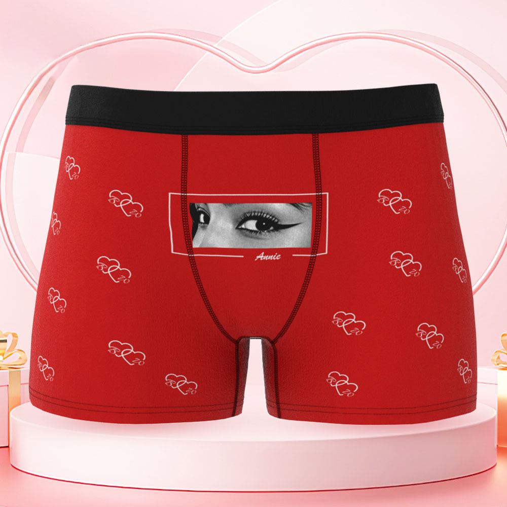 Vos Yeux Sur Son Sous-vêtement, Boxers Personnalisés Pour Hommes, Boxers Personnalisés Avec Imprimé Yeux, Cadeau Romantique Et Amusant Pour Votre Petit Ami - MaPhotocaleconFr