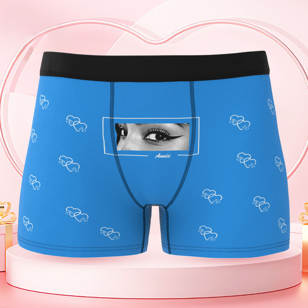 Vos Yeux Sur Son Sous-vêtement, Boxers Personnalisés Pour Hommes, Boxers Personnalisés Avec Imprimé Yeux, Cadeau Romantique Et Amusant Pour Votre Petit Ami - MaPhotocaleconFr