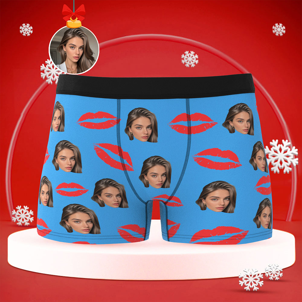 Culotte Photo Personnalisée Avec Lèvres Rouges - Cadeau Sexy Personnalisé Pour Couples - Culotte De Noël Personnalisée Avec Photo - MaPhotocaleconFr