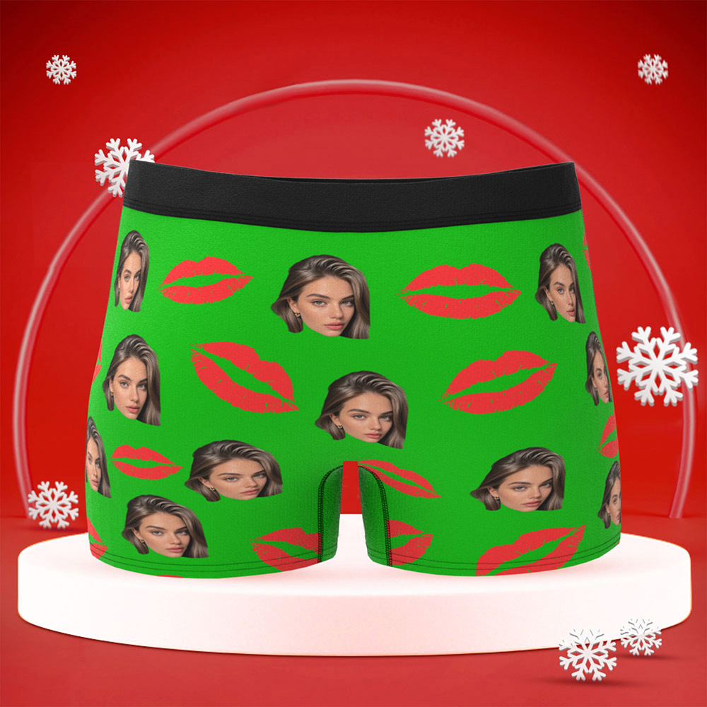 Culotte Photo Personnalisée Avec Lèvres Rouges - Cadeau Sexy Personnalisé Pour Couples - Culotte De Noël Personnalisée Avec Photo - MaPhotocaleconFr