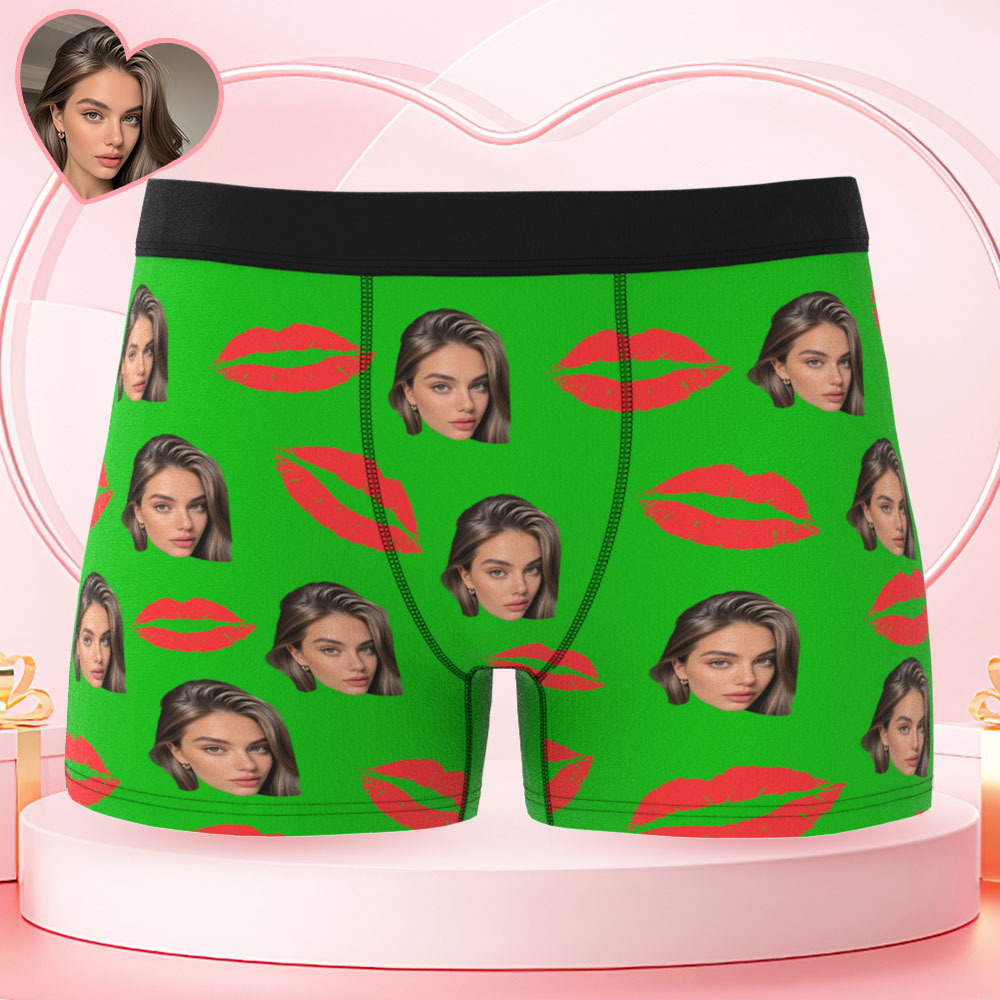 Culotte Photo Personnalisée Avec Lèvres Rouges - Cadeau Sexy Personnalisé Pour Couples - Culotte De Noël Personnalisée Avec Photo - MaPhotocaleconFr