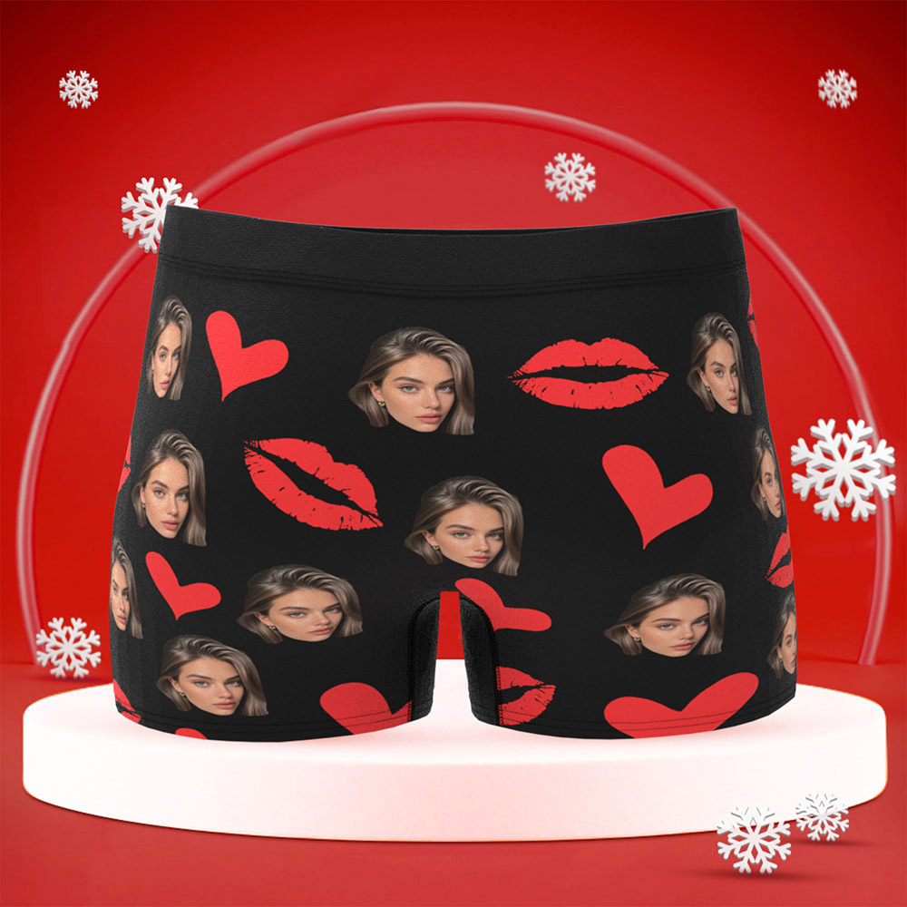 Culottes Personnalisées Avec Lèvres Rouges, Sous-vêtements Personnalisés Avec Photo, Culottes De Noël Personnalisées Avec Photo - MaPhotocaleconFr