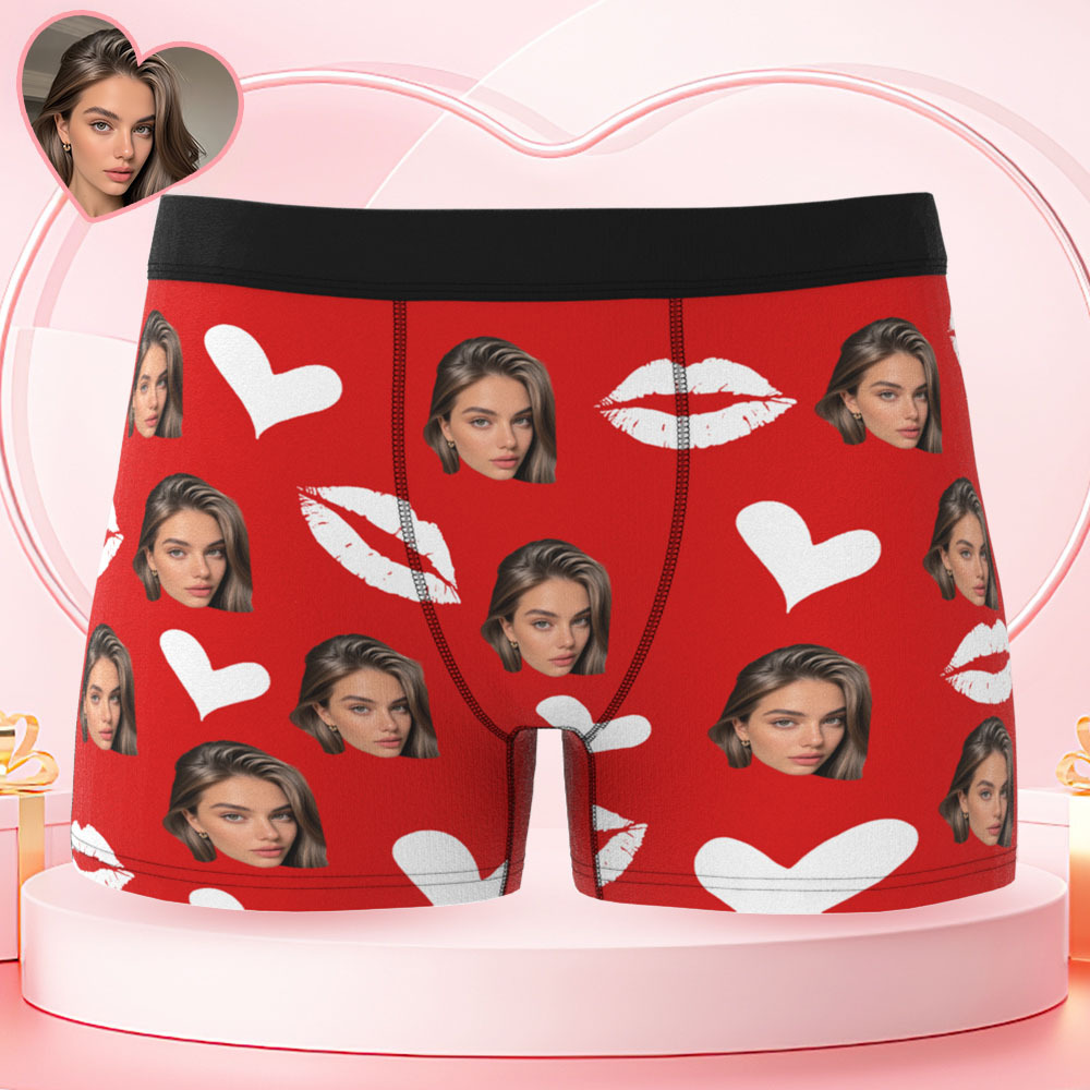 Culottes Personnalisées Avec Lèvres Rouges, Sous-vêtements Personnalisés Avec Photo, Culottes De Noël Personnalisées Avec Photo - MaPhotocaleconFr