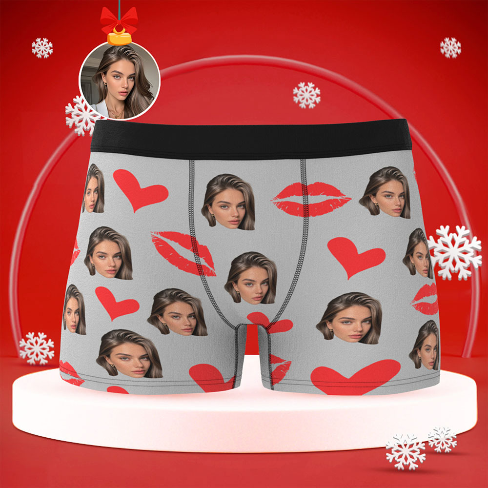 Culottes Personnalisées Avec Lèvres Rouges, Sous-vêtements Personnalisés Avec Photo, Culottes De Noël Personnalisées Avec Photo - MaPhotocaleconFr