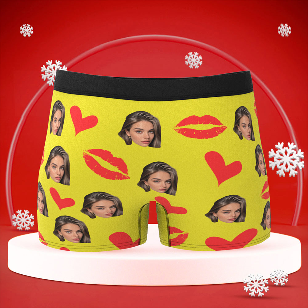 Culottes Personnalisées Avec Lèvres Rouges, Sous-vêtements Personnalisés Avec Photo, Culottes De Noël Personnalisées Avec Photo - MaPhotocaleconFr