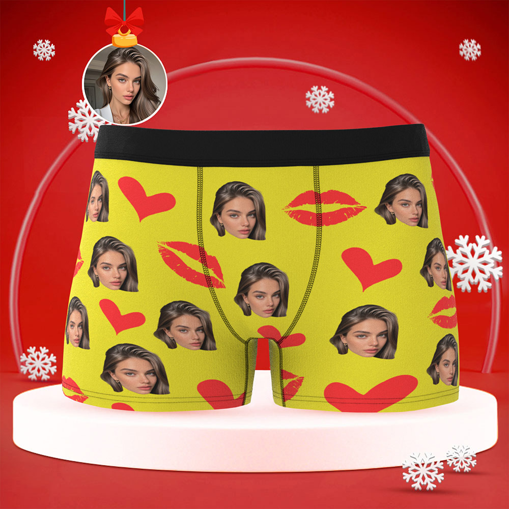 Culottes Personnalisées Avec Lèvres Rouges, Sous-vêtements Personnalisés Avec Photo, Culottes De Noël Personnalisées Avec Photo - MaPhotocaleconFr
