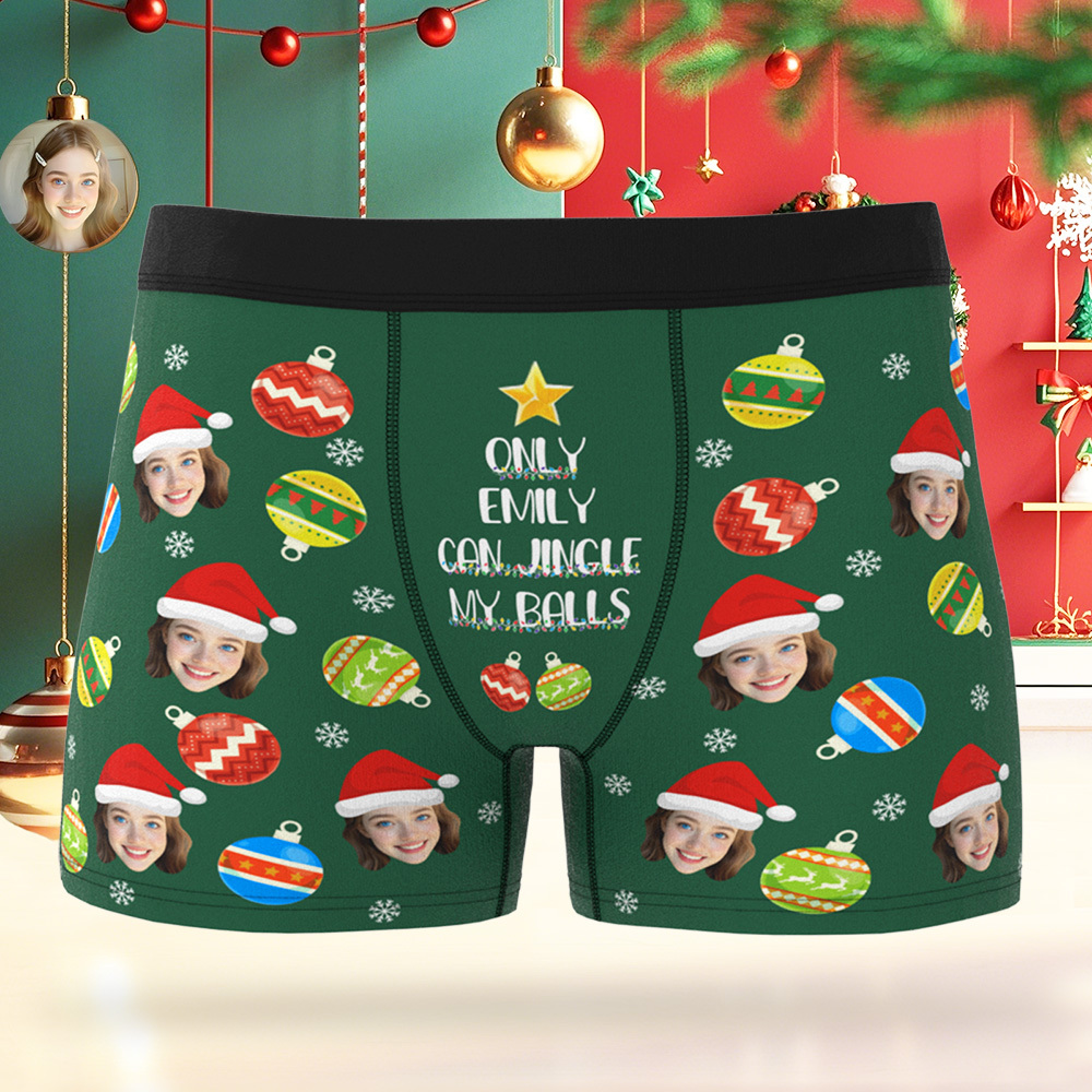 Boxers De Noël Personnalisés Pour Hommes Avec Visage, Sous-vêtements Personnalisés Et Humoristiques À Offrir À Votre Petit Ami, Mari Ou Couple. - MaPhotocaleconFr