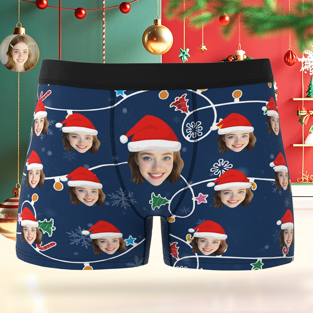 Boxers Personnalisés Pour Noël, Sous-vêtements Photo Personnalisés, Cadeau De Noël Amusant Pour Petit Ami, Mari Ou Couples - MaPhotocaleconFr
