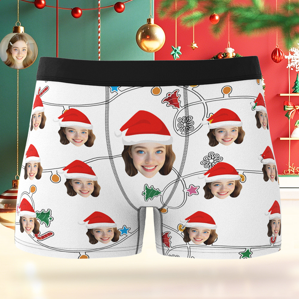 Boxers Personnalisés Pour Noël, Sous-vêtements Photo Personnalisés, Cadeau De Noël Amusant Pour Petit Ami, Mari Ou Couples - MaPhotocaleconFr