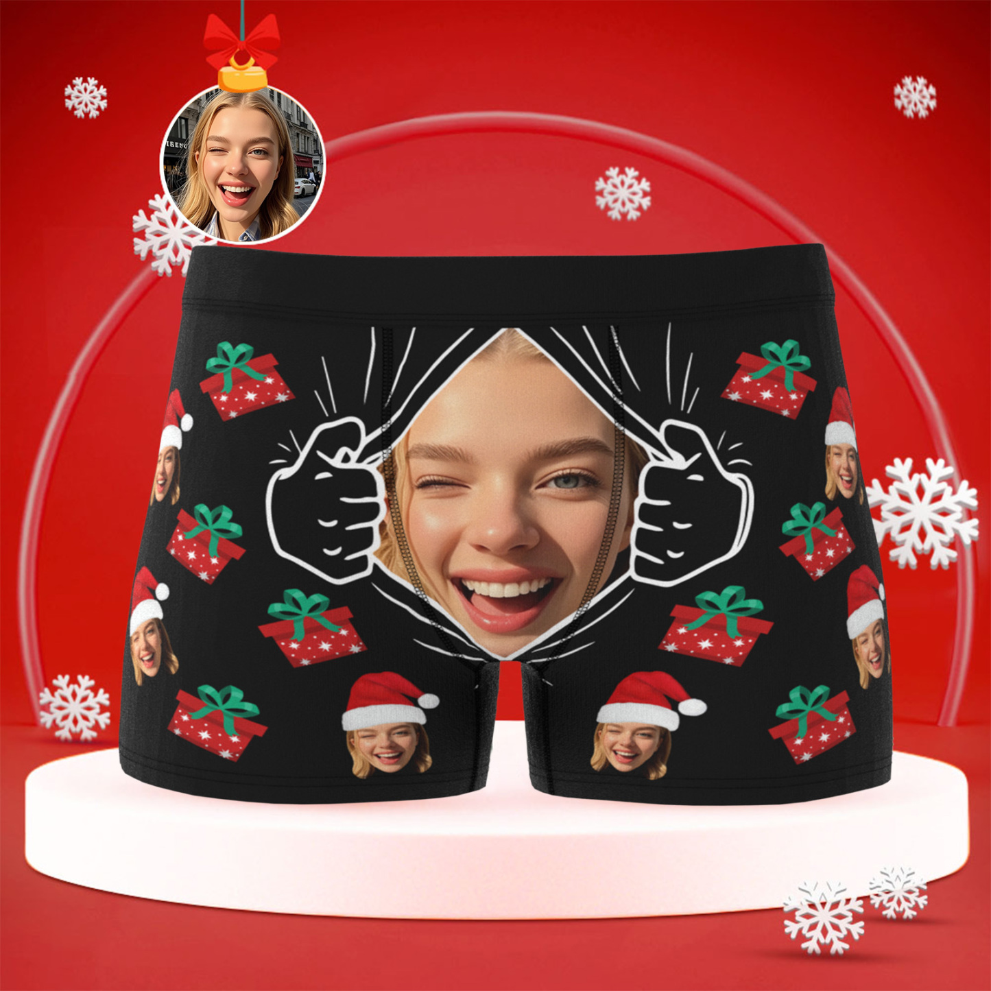 Boxers De Noël Personnalisés Pour Homme Avec Visage, Sous-vêtements Personnalisés Et Amusants À Offrir À Son Copain Ou Son Mari - MaPhotocaleconFr