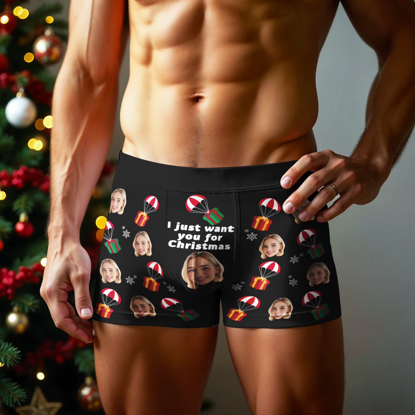 Boxers Personnalisés Avec Des Motifs De Noël, Cadeau Amusant Et Personnalisé, Cadeau Idéal Pour Les Fêtes Pour Votre Petit Ami, Mari Ou Couple. - MaPhotocaleconFr