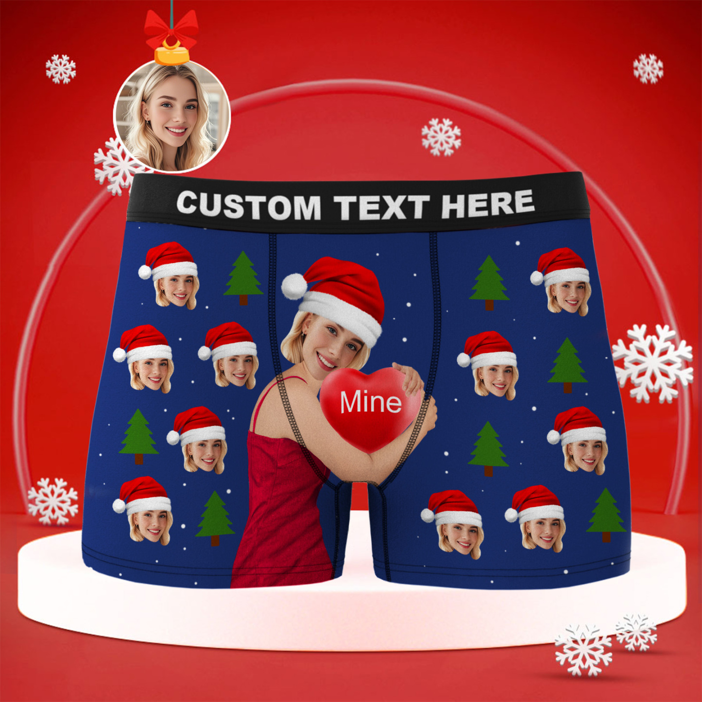 Boxers Personnalisés Avec Des Motifs De Noël, Cadeau Amusant Et Personnalisé, Cadeau Idéal Pour Les Fêtes Pour Votre Petit Ami, Mari Ou Couple.