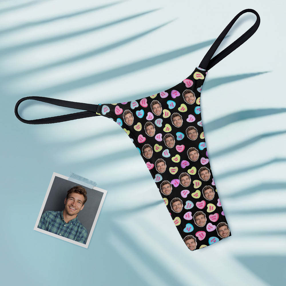 Tanga Femme Visage Personnalisé Coeurs Colorés