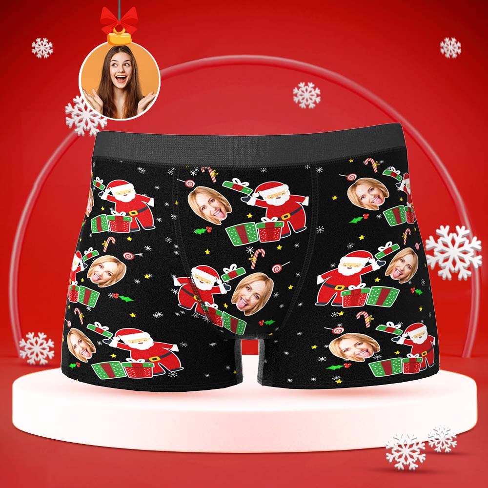 Personnaliser les boxers faciaux slips amusants shorts pour hommes avec des photos de petite amie cadeaux de Noël surprise