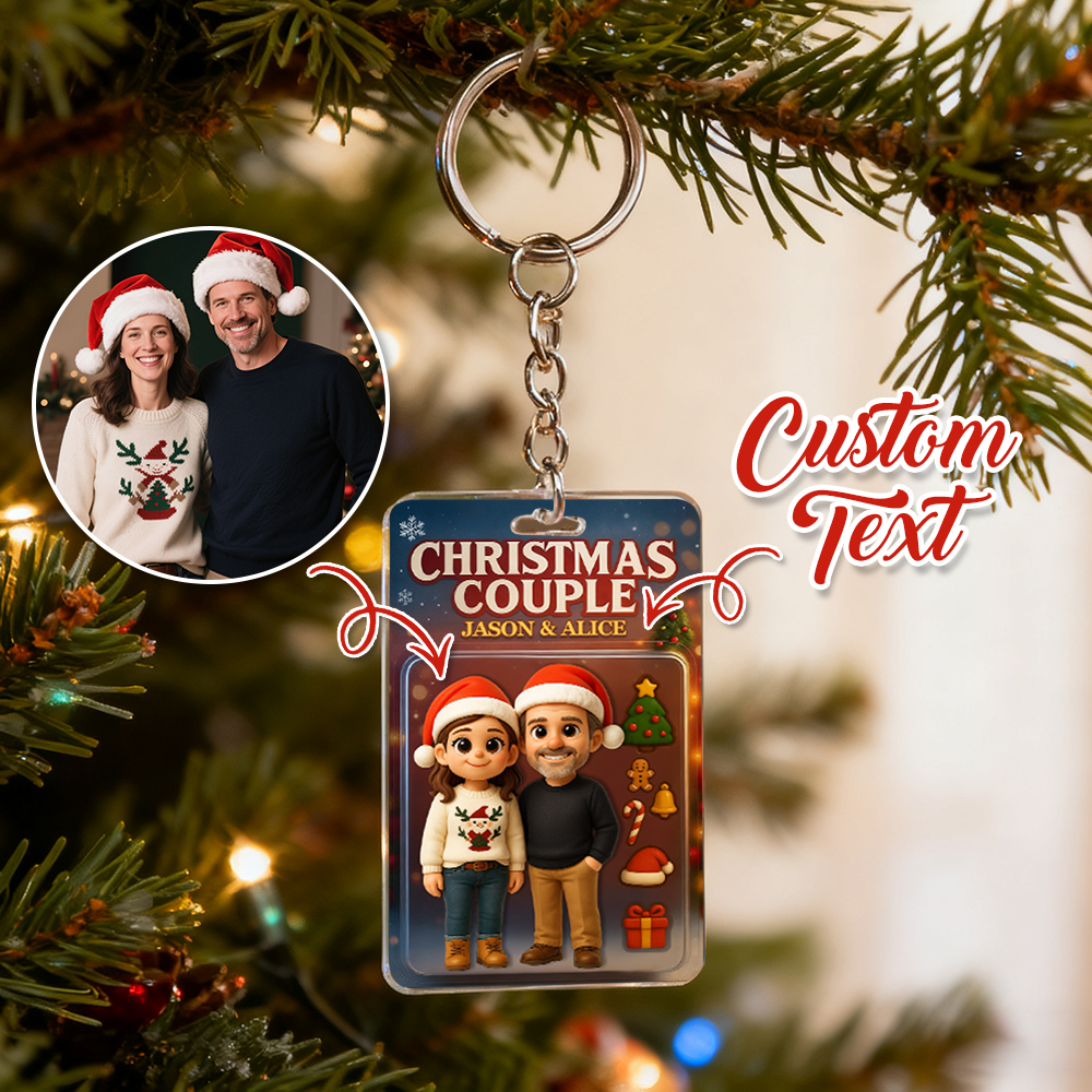 Porte-clés Figurines De Couple Pour Noël, Un Souvenir De Noël Touchant, Le Cadeau De Noël Idéal Pour Lui - MaPhotocaleconFr