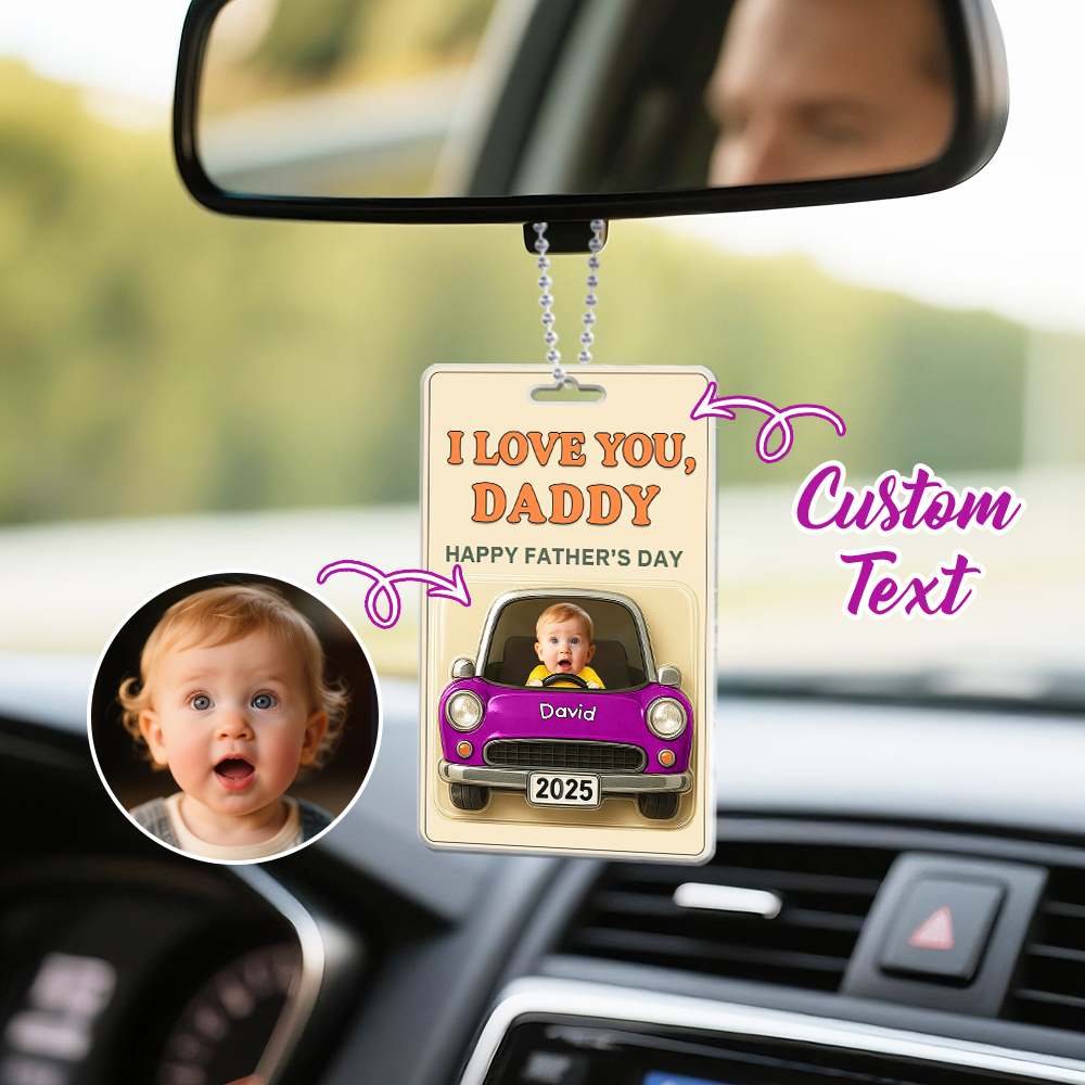 Cadeau Personnalisé Pour La Fête Des Pères, Cintre De Voiture En Acrylique, Figurine De Voiture, Visage De Bébé, Cadeau Pour Nouveau Papa, Cadeau Pour Grand-père, Meilleur Papa