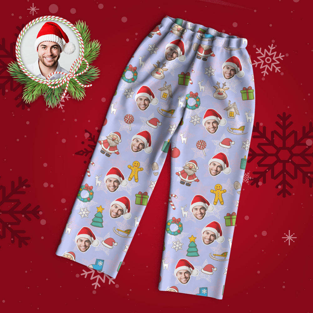 Pyjama Visage Personnalisé Pyjama Photo Violet Personnalisé Cadeaux De Noël Pour La Famille - MaPhotocaleconFr
